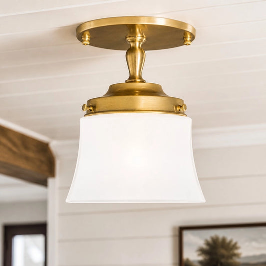 Zylah Modern Trumpet Brass Semi-Flush Ceiling Light