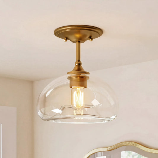 Zinnia Farmhouse Dome Glass Semi-flush Mount Light