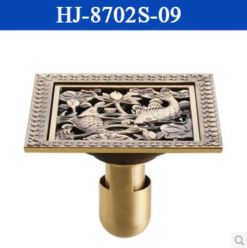 Antique Brass Square Shower Floor Drain Strainer Grate - HJ-8702S
