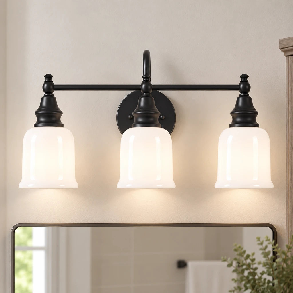Aurelia 3-Light Glass Vanity Light - Milk Glass black sku
