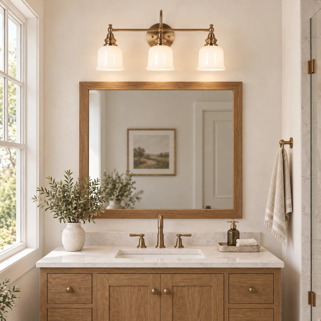 Aurelia 3-Light Glass Vanity Light - Milk Glass brass medium