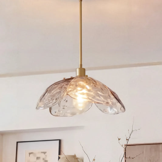 Flora Modern Hammered Petals Glass Pendant Light