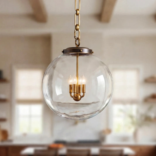 Industrial Clear Glass Globe Pendant Light
