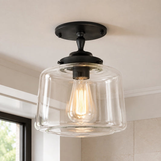 Blake Vintage Brass Glass Bell Ceiling Light