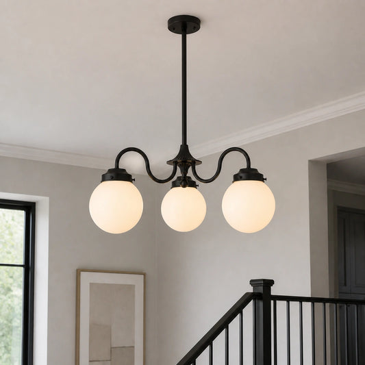 Elias Farmhouse Glass Globe Chandelier