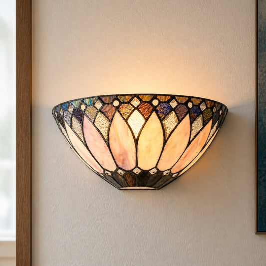Vintage Tiffany  Stained Glass Wall Sconce