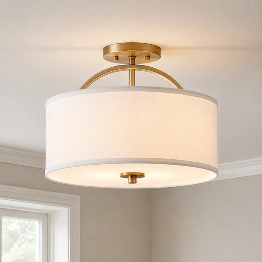 Tahlia Modern Drum Linen Fabric Ceiling Light