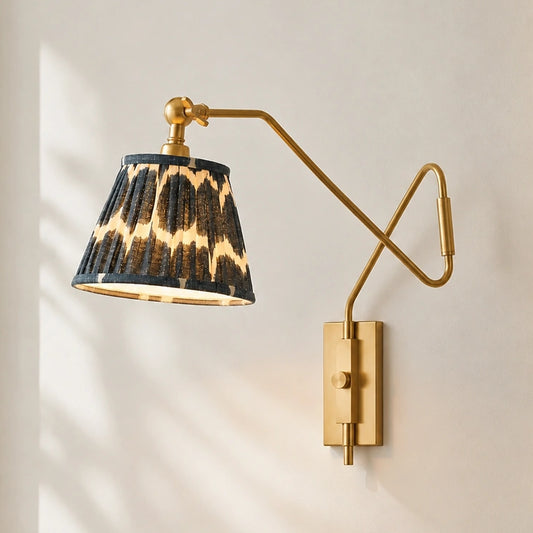 Solace Modern Pleated Fabric Swing Arm Wall Light