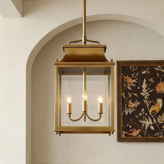 Modern Metal Clear Glass Outdoor Lantern Pendant Light for Exteriors