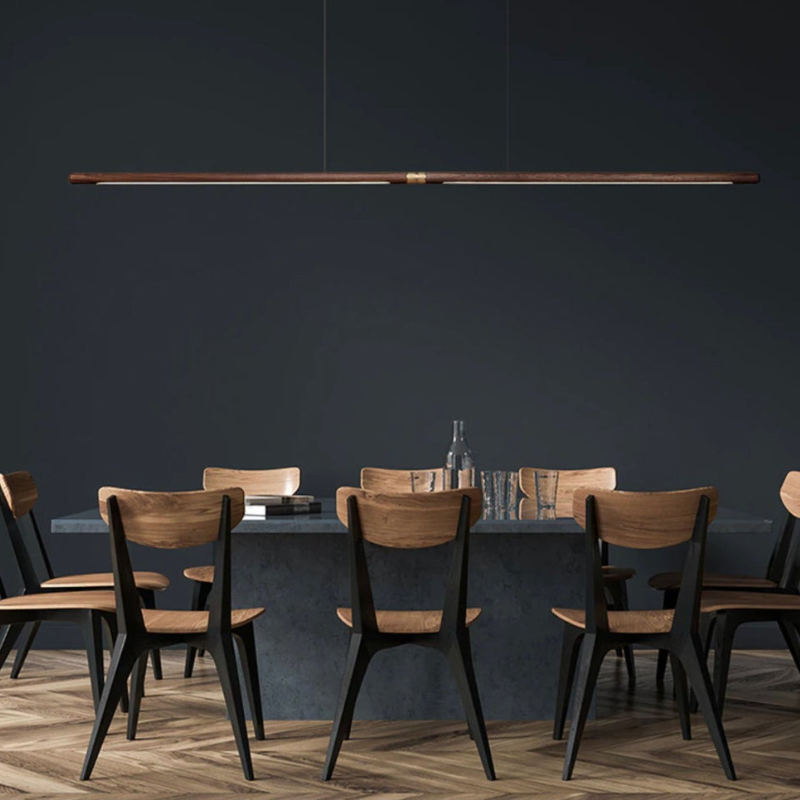 Extended Linear Suspension Light Modern LED Solid Wood – Merge Lighting