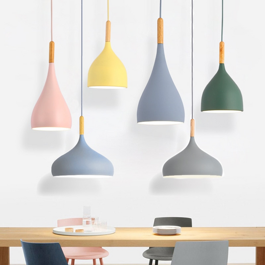 Nordic Wood Macaroon Lights Dining Area Lamps