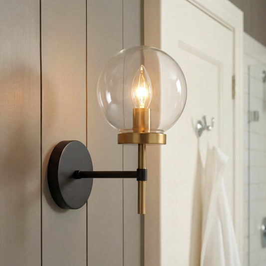 Industrial Metal Glass Globe Wall Sconce