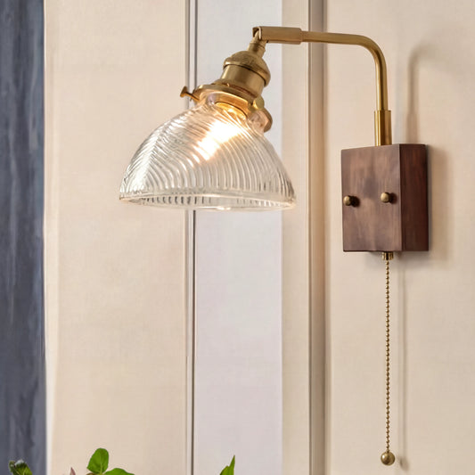 Glass Wall Light With Wood Plate - 103WL