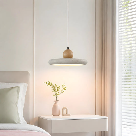 Elynor Vintage Travertine Circle Pendant Light