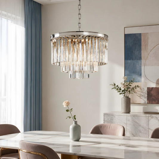 Larenis Vintage Luxury Metal Crystal Drum Chandelier