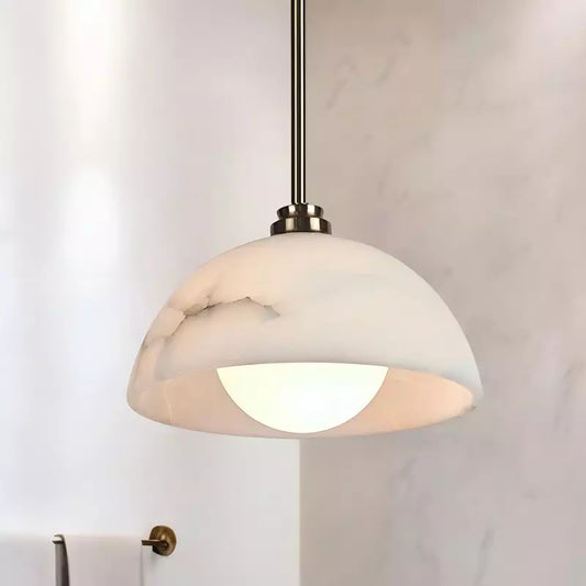 Clover Farmhouse Alabaster Dome Pendant Light