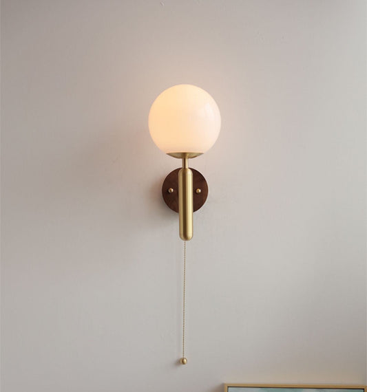 Wood Glass Globe Wall Light - 120WL