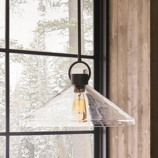 Veda Wide Cone Clear Glass Pendant Light