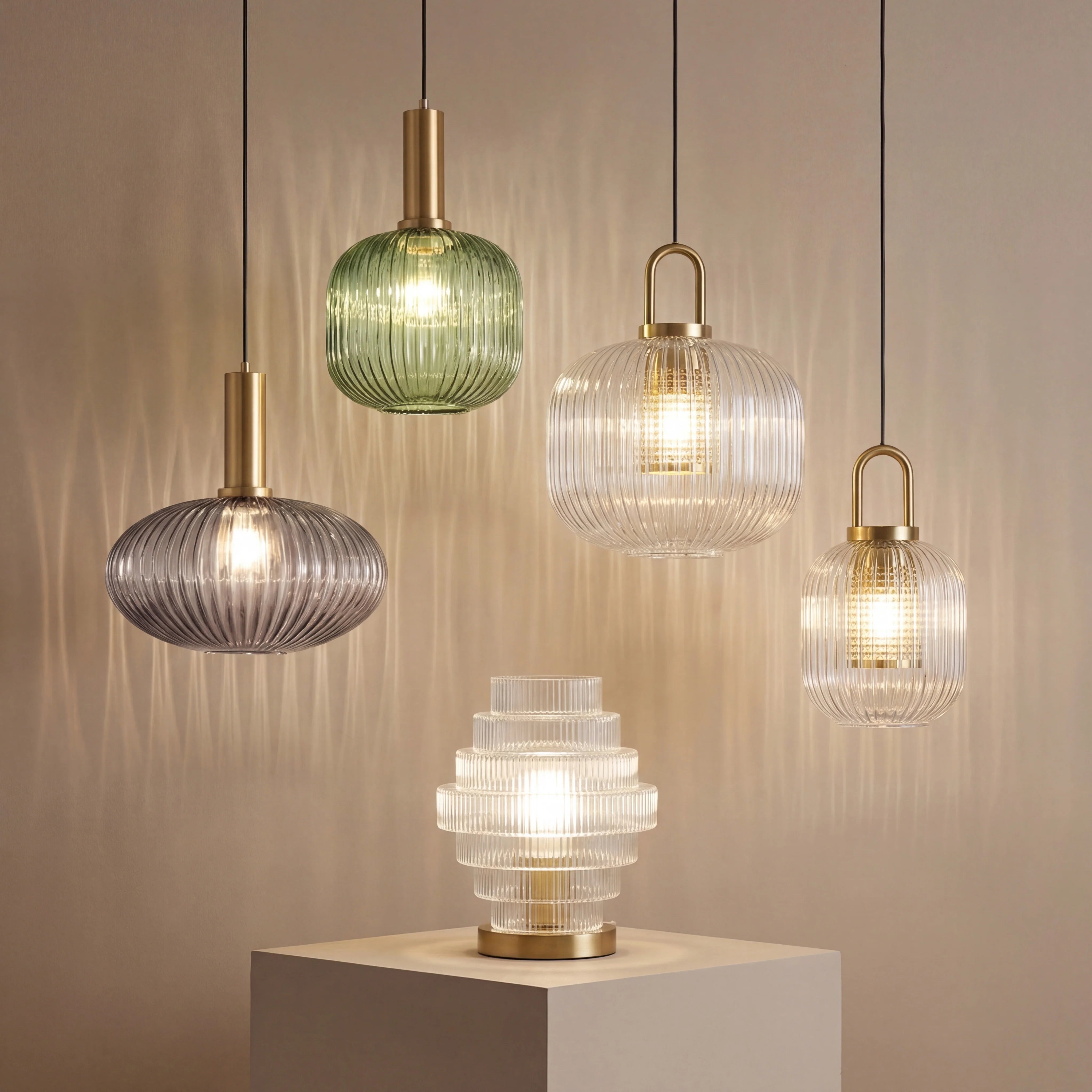 Ribbed glass lighting