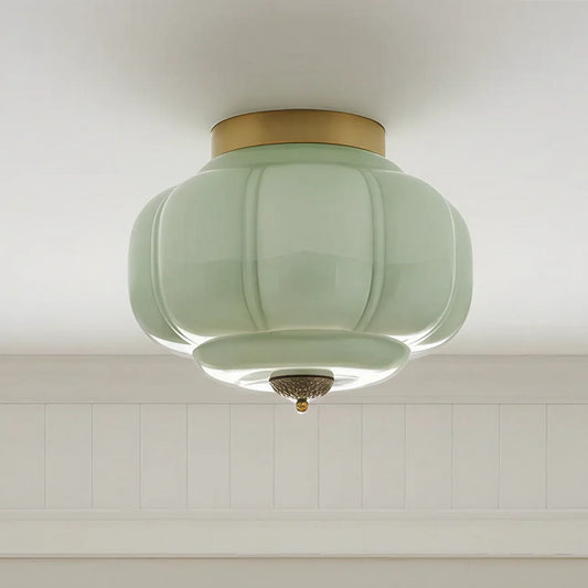 Vintage Milk Glass Semi-Flush Mount Ceiling Light Fixture for Bedroom Hallway