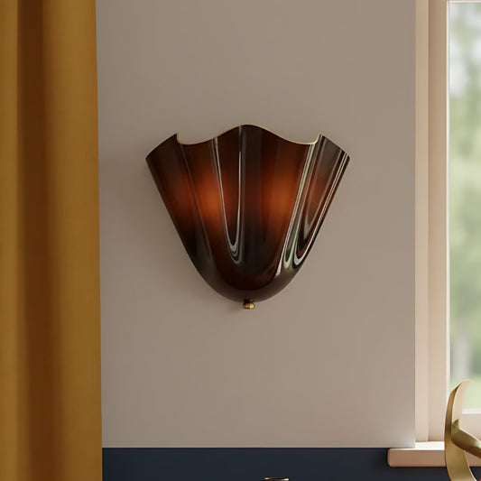 Nikolas Mid-Century Modern Seashell Glass Wall Sconce