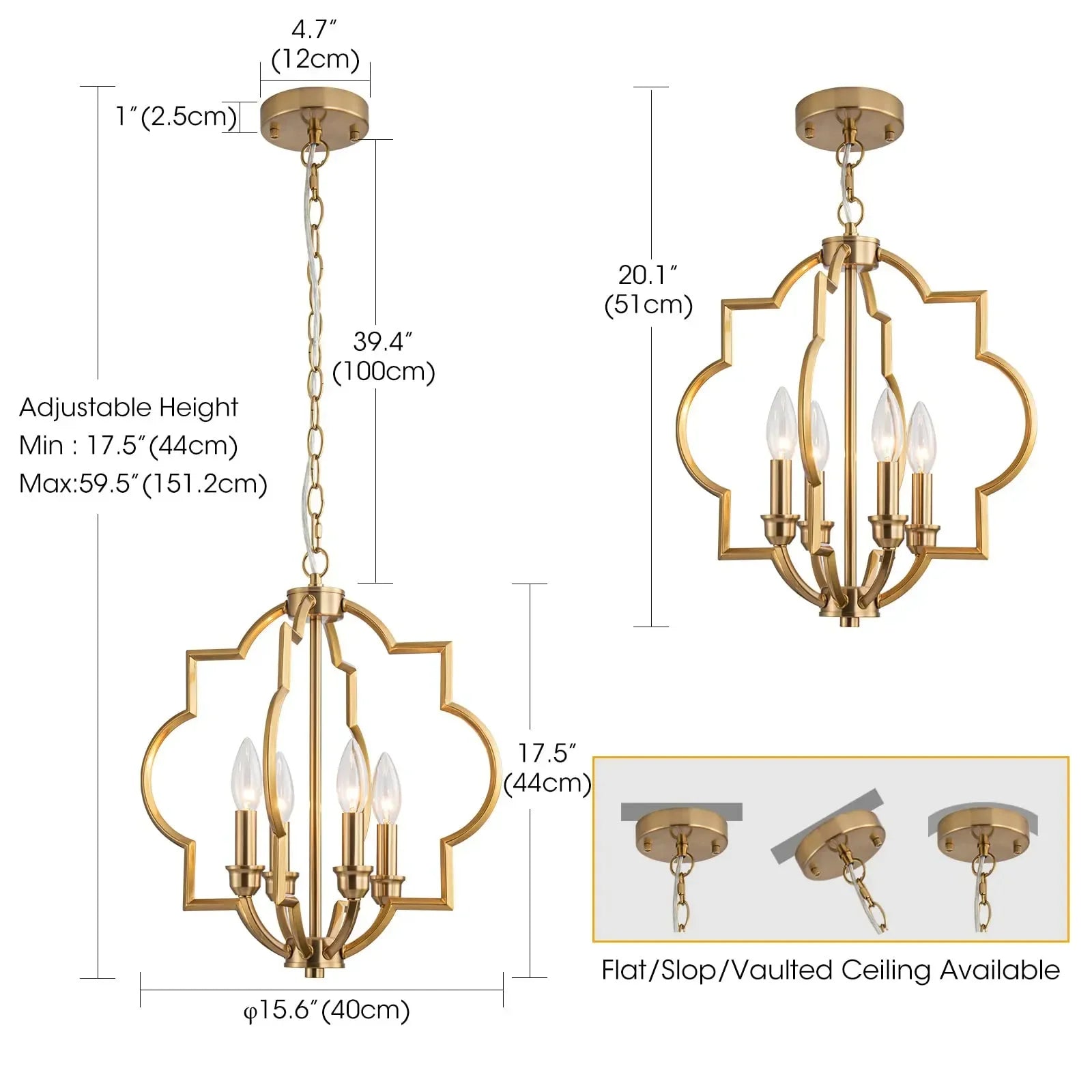 Fable chandelier labeled dimension diagram