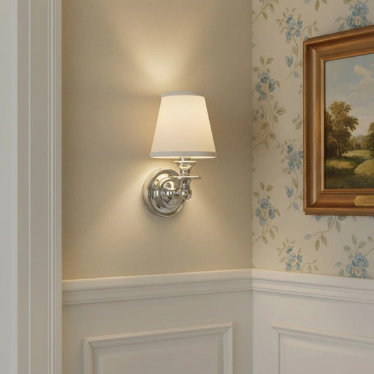 Posie Retro Brass Linen Shade Wall Sconce