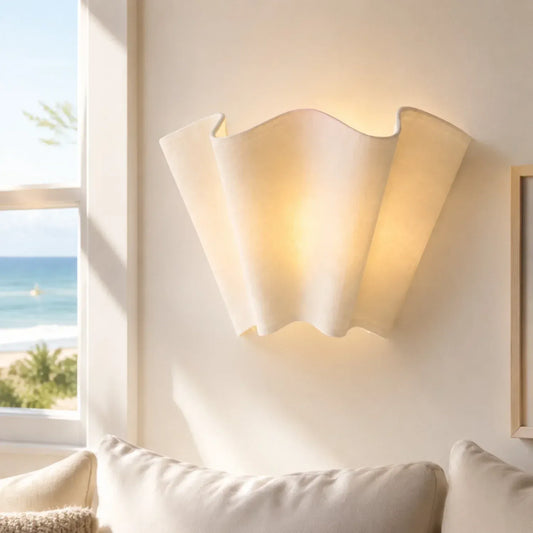 Rythlen Modern Ivory Floral Linen Wall Lamp