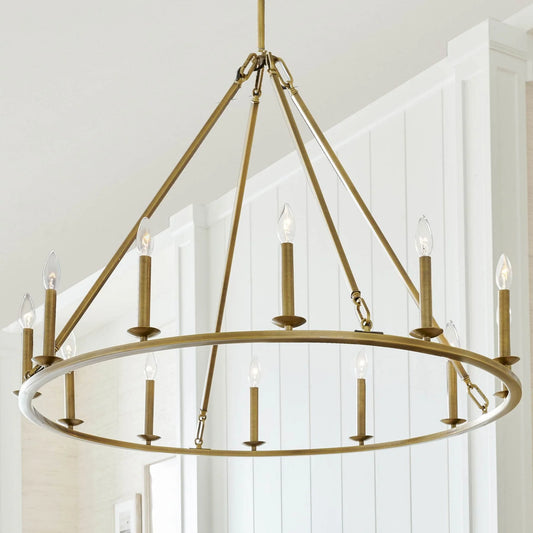 Rustic 12-Light Candle Iron Round Chandelier