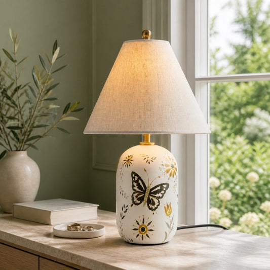 Julian Retro Ceramic Linen Tapered Table Lamp