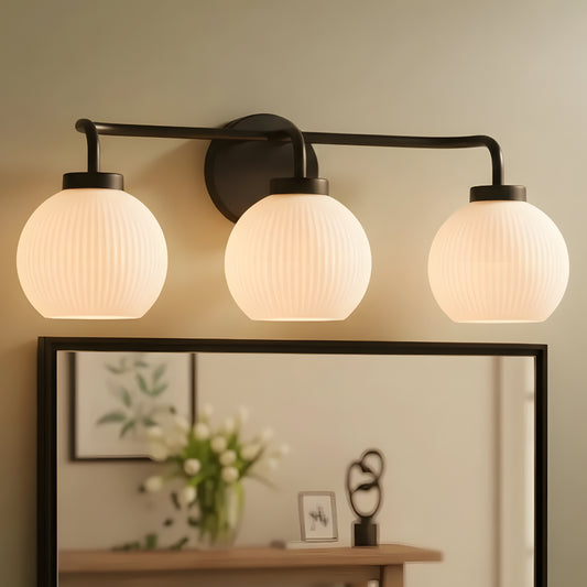 Vero Minimalist 3-Light Milk Glass Wall Sconce