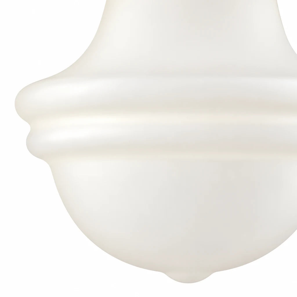 Liora pendant, frosted opal glass lower contour detail