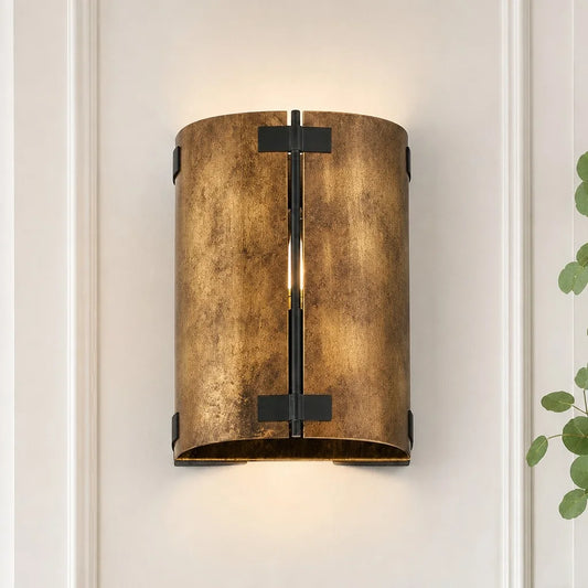 Vidar Rustic Bronze Metal Curved Shade Wall Sconce
