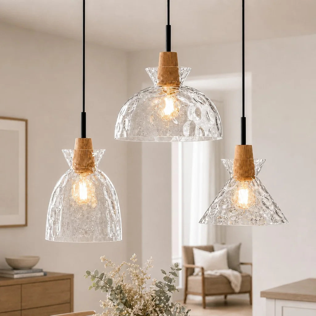Melis Modern Farmhouse Hammered Glass Pendant Light | Mergelighting ...