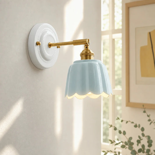 Sidney Vintage Flower Ceramic Wall Sconce