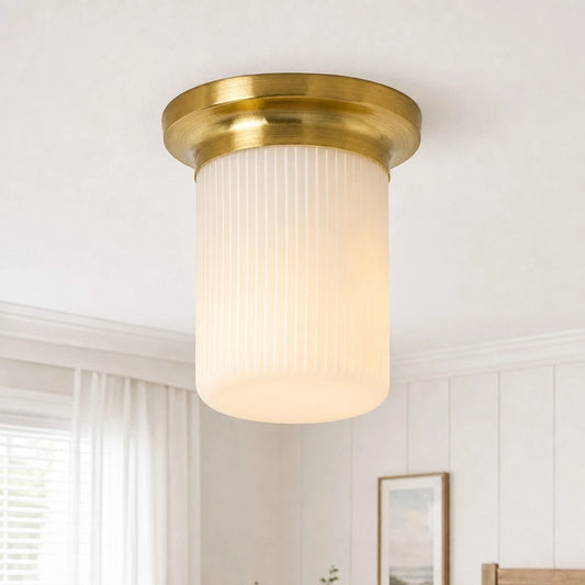 Villacci Modern Round Ribbed Glass Ceiling Light