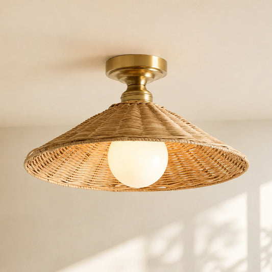 Camilla Farmhouse Cone Rattan Ceiling Light