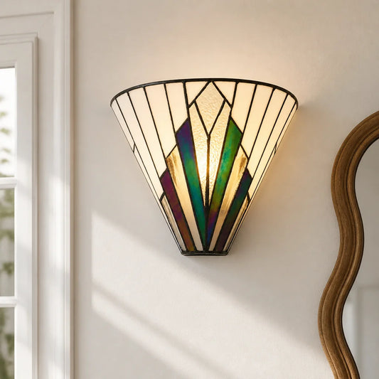 Luna Modern Tiffany Glass Art Deco Wall Sconce