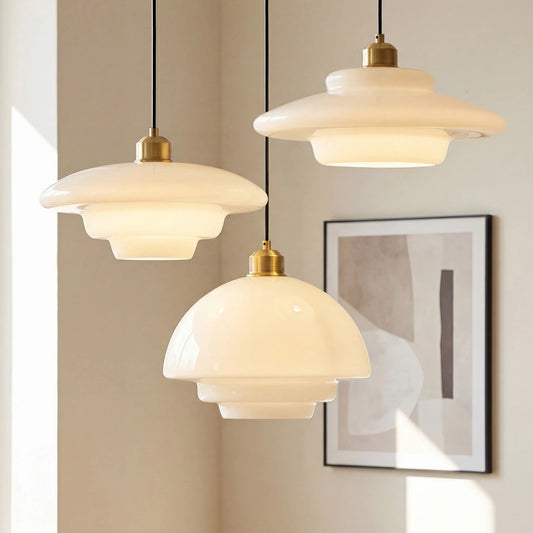 Bonavito Modern Minimalist Milk Glass Pendant Light