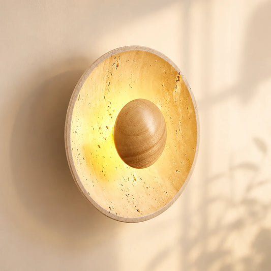 Josephine Wabi-Sabi Round Travertine Natural Stone Wall Sconce