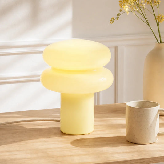 Ruby Bauhaus Mushroom Opal Glass Table Lamp