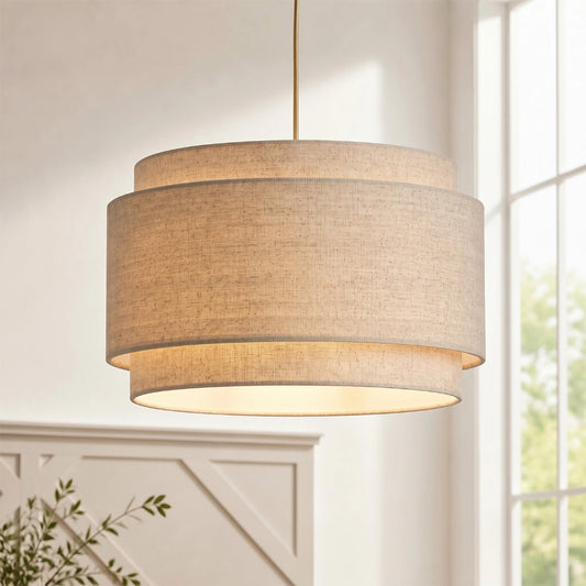 Samira Modern Linen Drum Pendant Light