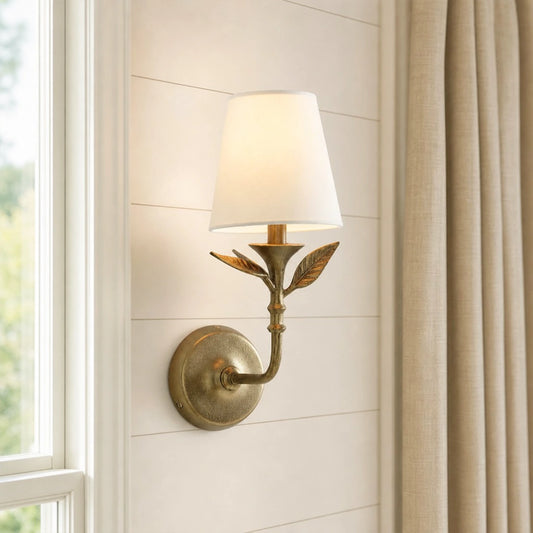 Camila Rustic Botanical Forged Iron Wall Sconce
