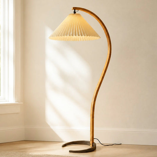 Kaylee Nordic Curved Wood Floor Lamp