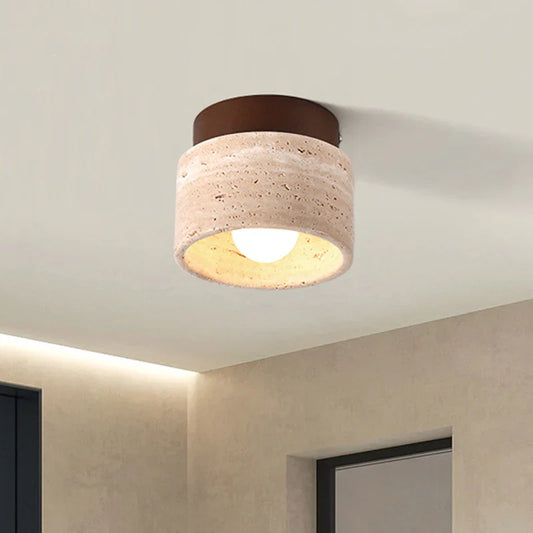 Kairi Scandinavian Natural Travertine Semi Flush Mount Ceiling Light